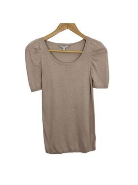 Gap Lightweight Knit Sweater Womens S Pale Pink Beige Shirt Short Sleeve VGUC